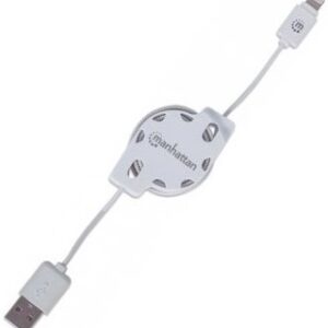 Manhattan iLynk Lightning Cable Retractable 1m White - Image 1