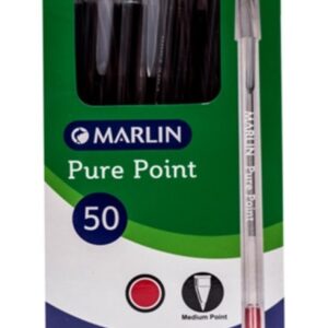 Marlin Pure Point Transparent Pens Box of 50 Colour: Red