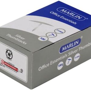 Marlin Office Essentials Thumbtacks 11mm Silver 100 Pack