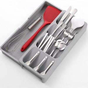 Casey Cutlery 9 Compartments Drawer Organizer Colour Grey - Image 1