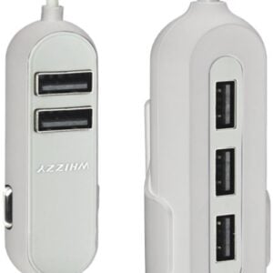 Whizzy White 5 Port USB Family Car Charger - Image 1