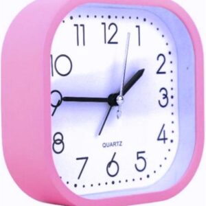 Casey Bedside Square Alarm Clock 12cm Pink - Image 1