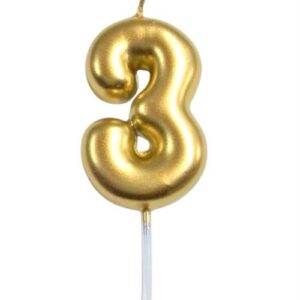 Casey 10cm Gold Numerical Birthday Candle Nr.3 Retail