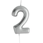 Casey 10cm Silver Numerical Birthday Candle Nr.2 Retail