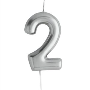 Casey 10cm Silver Numerical Birthday Candle Nr.2 Retail