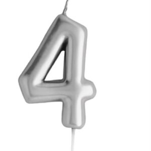 Casey 10cm Silver Numerical Birthday Candle Nr.4 Retail