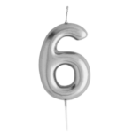 Casey 10cm Silver Numerical Birthday Candle Nr.6 Retail