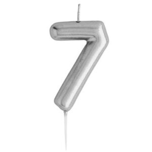 Casey 10cm Silver Numerical Birthday Candle Nr.7 Retail
