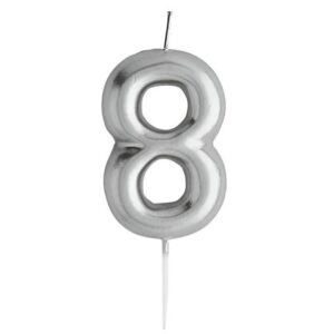 Casey 10cm Silver Numerical Birthday Candle Nr.8 Retail