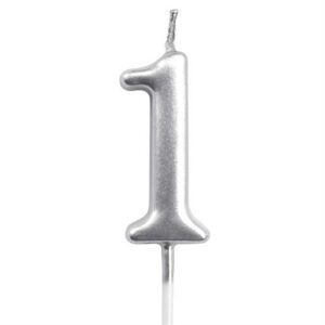 Casey 10cm Silver Numerical Birthday Candle Nr.1 Retail