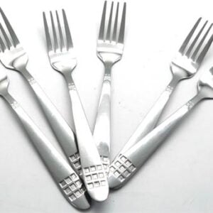 Casey Catering 6 Piece Stainless Steel Dinner Dessert Forks Square Design - Image 1