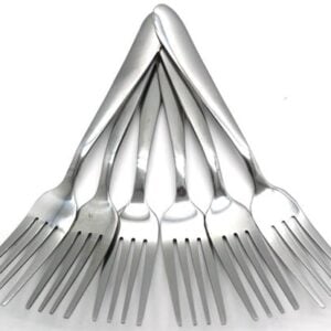 Casey Catering 6 Piece Stainless Steel Dinner Dessert Forks -Plain Design - Image 1