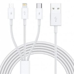 Ezra 3 in1 1meter White Usb Data Cable - Image 1