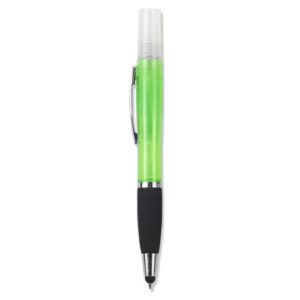 Geeko 3-in-1 Sanitizer Spray Stylus and Blue Ink Pen Green - Image 1
