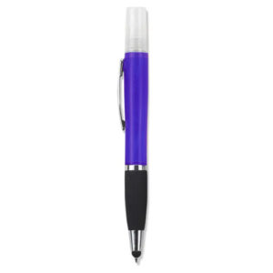 Geeko 3-in-1 Sanitizer Spray Stylus and Blue Ink Pen Purple - Image 1