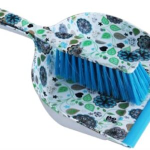 Totally Dust Pan Broom Set White Floral Design Retail Box