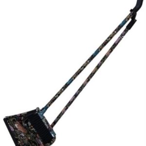 Totally Long Dust Pan Broom Set Black Floral Design Retail