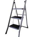 Totally Folding 3 Step Ladder Silver With Black Accents