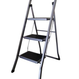 Totally Folding 3 Step Ladder Silver With Black Accents