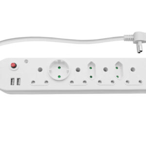 Multi Plug 4x16A 4x5A 2xUSB 0.5m Cord White - Image 1