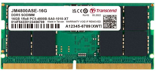 Transcend JetRam 16GB DDR5-4800MHz SO-Dimm Memory