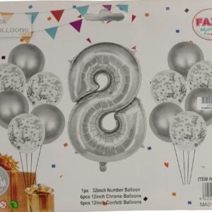 Casey 13pc Silver and White Balloon Set Nr 8