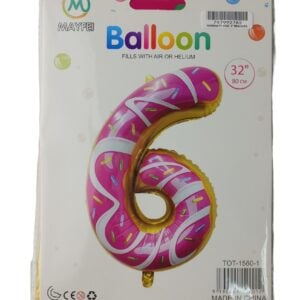 Casey 102cm Donut Balloon Number 6 - Image 1