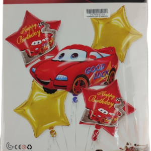 Casey 5pc Red Cars Themed Birthday Balloon Set - Image 1