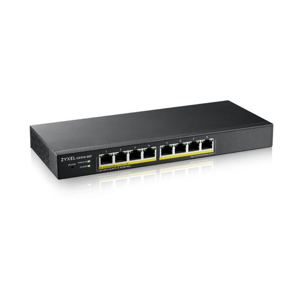 Zyxel GS1915-8EP, 8-port GbE PoE Smart hybrid mode Switch, standalone or NebulaFlex Cloud, 60 Watt 802.3at