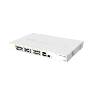 MikroTik Cloud Router Switch CRS328-24P-4S+RM, 24xGB LAN (all POE-out), 4x SFP+ cages, RouterOS L5 or SwitchOS (dual boot), 1U rACkmount case, 500W built-in PSU - Image 1