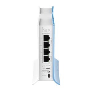 MikroTik hAP lite, 4x LAN, built-in 2.4GHz 802.11b/g/n 2x2 two chain wireless with integrated antennas, tower case, PSU - Image 1