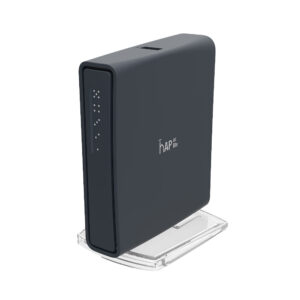 MikroTik hAP AC lite, 5x LAN, built-in 2.4GHz 802.11b/g/n two chain wireless with integrated antennas, built-in 5GHz 802.11AC single chain wireless with integrated antenna, USB, tower case, PSU - Image 1