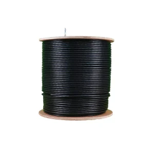 Essential CAT6 UV Outdoor Ethernet Cable 500m Black Solid Copper SF/TP Roll | CAT6U-500-SC-GEN