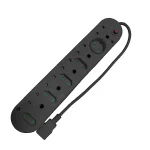 Acconet 10-Way Multiplug 5x 16A SA, 4x 5A 2-Pin, 1x Round 5A, Black | AC-MPLUG-IEC-10-B