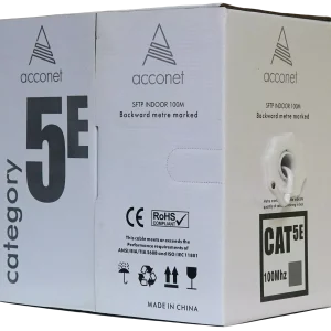 Acconet CAT5e Indoor Ethernet Cable 100m White Solid Copper STP Pull Box | CAT5-100-SC-STP