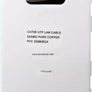 Essential CAT5e Indoor Ethernet Cable 305m Grey Solid Copper UTP Pull Box | CAT5-305-GEN-SC - Image 1