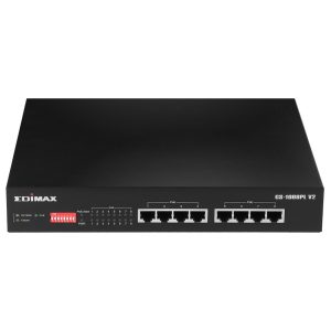Edimax 8 Port, Unmanaged, Long Range, Gigabit PoE+ Switch with DIP Switch - Image 1