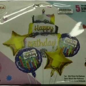 Casey 5pc Blue and Gold Themed Birthday Balloon Set - Image 1