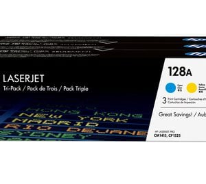 HP 128A Tri-Pack Toner Cartridges (CMY) - Image 1