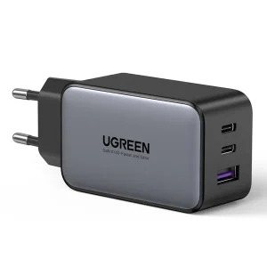Ugreen 3 port gan 65W PD wall charger-Black - Image 1