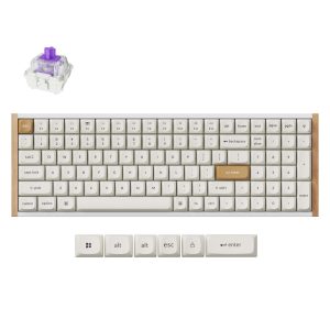 Keychron K4 HE 96% Magnetic Switch Hot-Swap RGB Wireless Keyboard – White (Wood + Aluminium) - Image 1