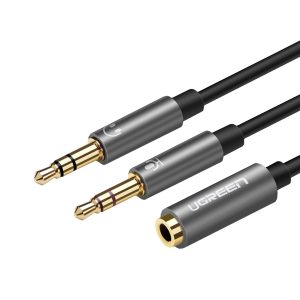 UGREEN UV140 AUX 3.5mm Audio Splitter Cable - Black/Grey - Image 1