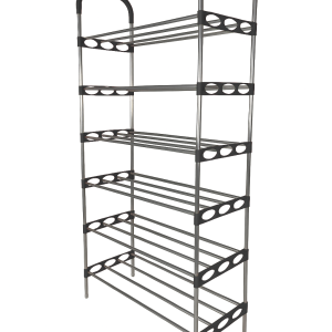 Nordic Wind Black 6 Tier 18 Shoe Steel Rack - Image 1