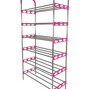 Nordic Wind Pink 6 Tier 18 Shoe Steel Rack - Image 1