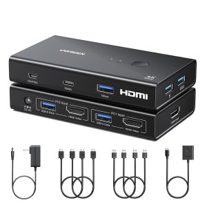 UGREEN 2-In-1 HDMI KVM Switch 4 USB Ports 4K@60Hz–Black - Image 1
