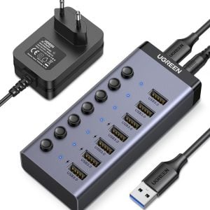 UGREEN 7 in 1 USB 3.0 Hub-Grey - Image 1