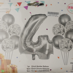 Casey 13pc Silver and White Balloon Set Nr 4 - Image 1