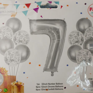 Casey 13pc Silver and White Balloon Set Nr 7 - Image 1