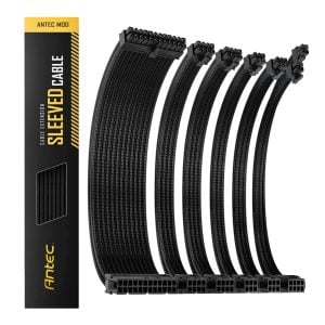 Antec 300mm Sleeved Braided Power Extension Cable Kit - Black  - Image 1