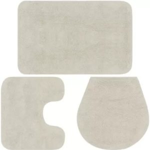 Casey Bathroom Cream 3 Piece Mat Set - Image 1